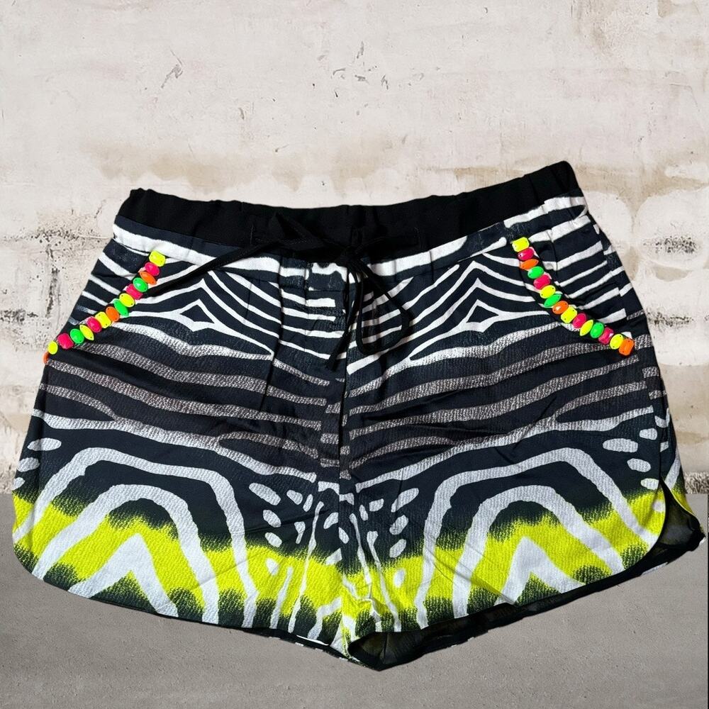 Line & Dot Black and Yellow Women Shorts